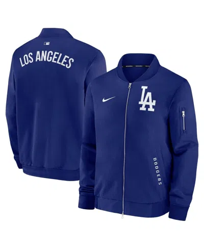 Nike Men's Royal Los Angeles Dodgers Authentic Collection Dugout Full-zip Bomber Jacket In Blue