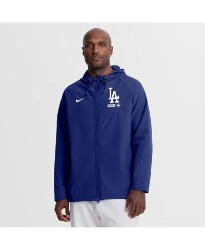 Nike Men's Royal Los Angeles Dodgers Authentic Collection Raglan Therma-fit Full-zip Hooded Jacket In Blue