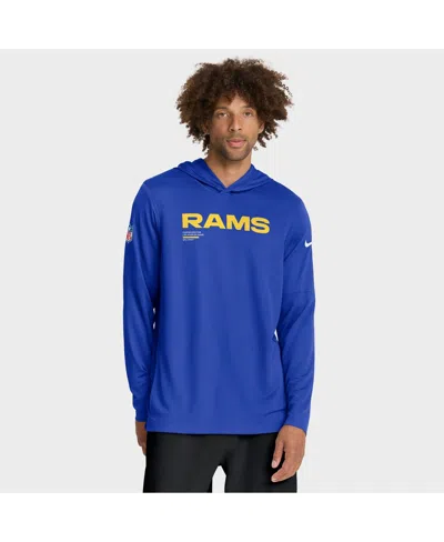 Nike Royal Los Angeles Rams Sideline Pure Fury Performance Long Sleeve Hoodie T-shirt In Blue