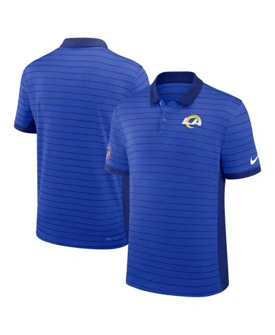 Nike Men's Royal Los Angeles Rams Sideline Victory Stripe Performance Polo Shirt In Blue
