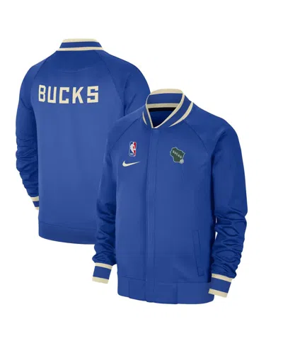 Nike Men's Royal Milwaukee Bucks 2024/25 City Edition Authentic Showtime Performance Full-zip Jacket
