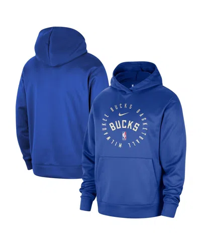 Nike Men's Royal Milwaukee Bucks 2024/25 Spotlight On-court Practice Performance Pullover Hoodie