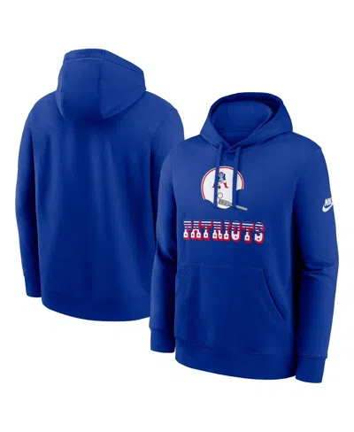 NIKE MEN'S ROYAL NEW ENGLAND PATRIOTS BEST SEASON REWIND CLUB PULLOVER HOODIE