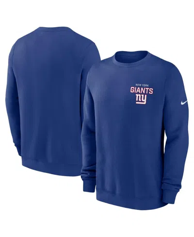 Nike Men's Royal New York Giants Primetime Club Fleece Pullover Sweatshirt In Blue