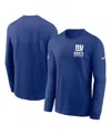 Nike Men's Royal New York Giants Sideline Performance Long Sleeve T-shirt In Blue