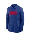 Nike Royal New York Giants Sideline Pure Fury Performance Long Sleeve Hoodie T-shirt In Blue