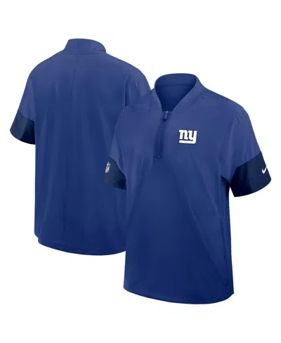 Nike Men's Royal New York Giants Sideline Short Sleeve Quarter-zip Coach Jacket In Blue