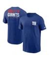 Nike Men's Royal New York Giants Team Incline T-shirt In Blue