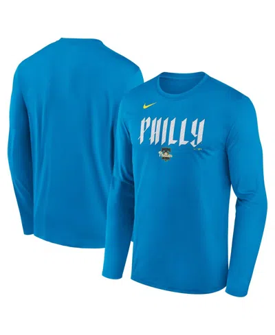 Nike Kids' Men's Royal Philadelphia Phillies City Connect Legend Performance Long Sleeve T-shirt In Blue