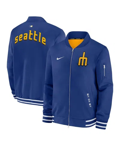 Nike Men's Royal Seattle Mariners Authentic Collection City Connect Full-zip Bomber Jacket