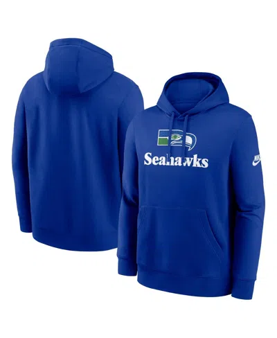 NIKE MEN'S ROYAL SEATTLE SEAHAWKS BEST SEASON REWIND CLUB PULLOVER HOODIE