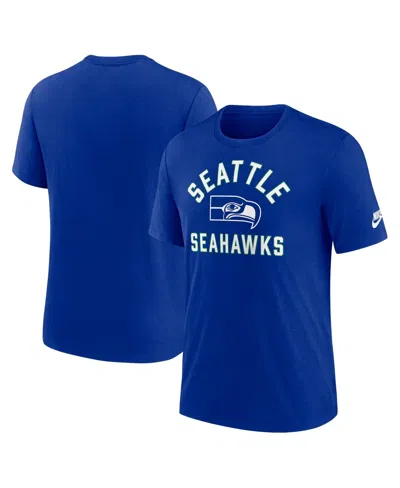 NIKE MEN'S ROYAL SEATTLE SEAHAWKS FAVORABLE TIMELINE TRI-BLEND T-SHIRT