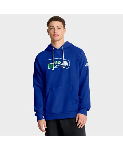 NIKE MEN'S ROYAL SEATTLE SEAHAWKS SIDELINE OFFENSIVE SET PLAY PERFORMANCE PULLOVER HOODIE