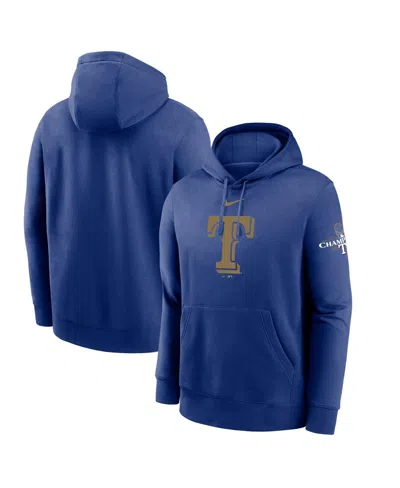 Nike Texas Rangers 2023 World Series Champions Gold Logo Club  Men's Mlb Pullover Hoodie In Blue