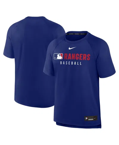 NIKE MEN'S ROYAL TEXAS RANGERS AUTHENTIC COLLECTION PREGAME RAGLAN PERFORMANCE T-SHIRT