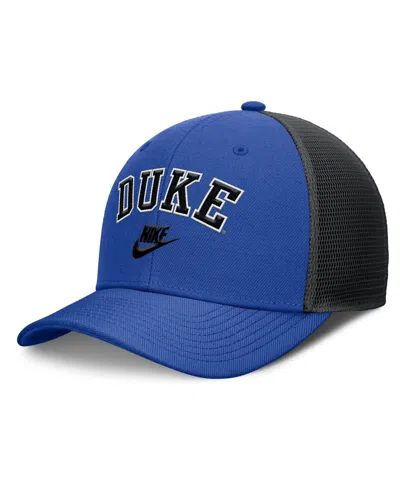 Nike Men's Royal/black Duke Blue Devils Legacy Arch Rise Performance Trucker Adjustable Hat In Multi