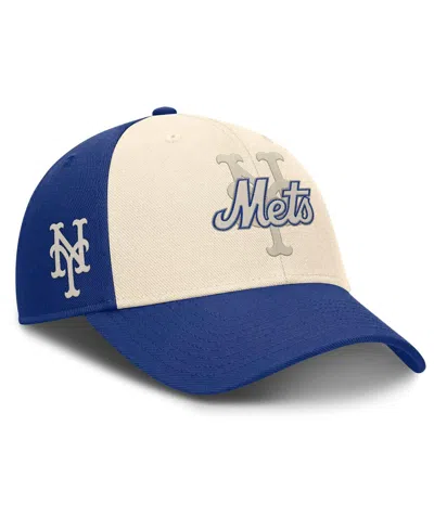 NIKE MEN'S ROYAL/NATURAL NEW YORK METS STATEMENT CLUB PERFORMANCE ADJUSTABLE HAT