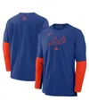 Nike New York Mets Authentic Collection Player  Men's Dri-fit Mlb Pullover Sweatshirt In Blue