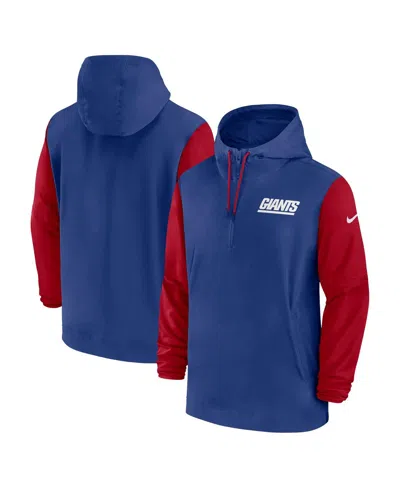 Nike New York Giants Sideline Pre-game Player  Men's Nfl 1/2-zip Hooded Jacket In Blue