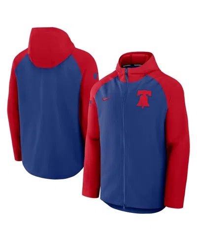 Nike Men's Royal/red Philadelphia Phillies Authentic Collection Raglan Performance Full-zip Jacket In Multi