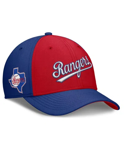 Nike Men's Royal/red Texas Rangers Rise Swoosh Performance Flex Hat In Royal,red