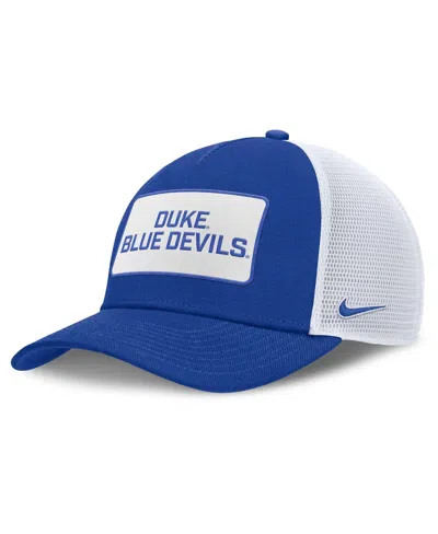 NIKE MEN'S ROYAL/WHITE DUKE BLUE DEVILS 2025 ON-FIELD RISE PATCH TRUCKER ADJUSTABLE HAT
