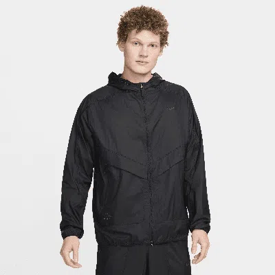 Nike Running Division Hooded Nylon Running Jacket In Black
