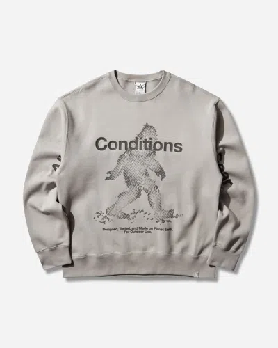 Nike Men S Acg  Tuff Fleece  Therma-fit Pullover Crewneck Sweatshirt College Grey In Multi