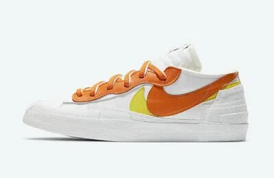 Pre-owned Nike Men's Sacai X Blazer Low White/orange/yellow Dd1877-100 Fashion Shoes