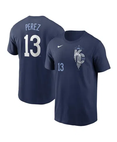 Nike Men's Salvador Perez Navy Kansas City Royals 2024 City Connect Fuse Name Number T-shirt