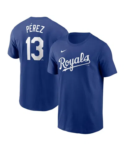 Nike Men's Salvador Perez Royal Kansas City Royals Fuse Name Number T-shirt