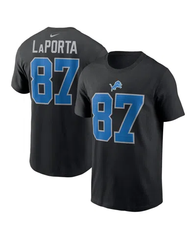 Nike Men's Sam Laporta Black Detroit Lions Name Number T-shirt