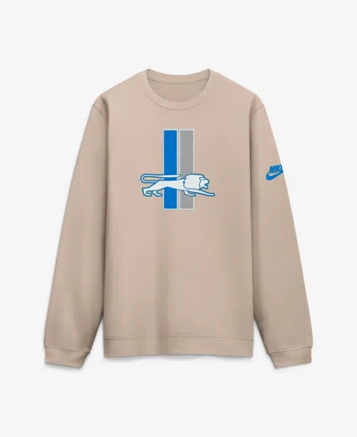Nike Men's Sand Detroit Lions I-formation Rewind Club Crew Sweatshirt In Neutral