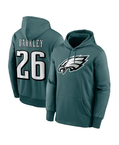 Nike Men's Saquon Barkley Midnight Green Philadelphia Eagles Player Name Number Performance Pulloverâ Hoo