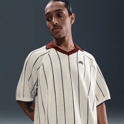 Nike Men's  Sb Short-sleeved Polo Skate Sweater In White