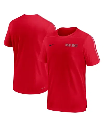 Nike Men's Scarlet Ohio State Buckeyes 2024 Sideline Coach Performance Top In Scarlet,white