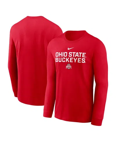 NIKE MEN'S SCARLET OHIO STATE BUCKEYES 2025 SIDELINE PERFORMANCE LONG SLEEVE T-SHIRT