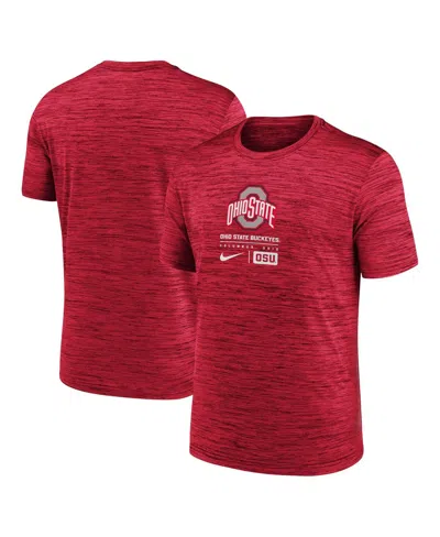 Nike Scarlet Ohio State Buckeyes Campus Center Block Velocity Performance T-shirt In Red