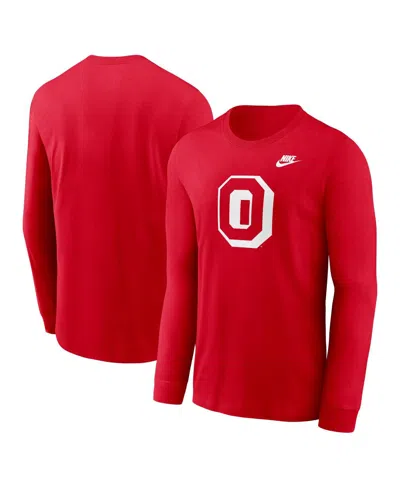 Nike Men's Scarlet Ohio State Buckeyes Legacy Primary Logo Long Sleeve T-shirt