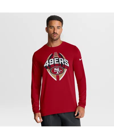 NIKE MEN'S SCARLET SAN FRANCISCO 49ERS PRIMETIME LEGEND ICON PERFORMANCE LONG SLEEVE T-SHIRT