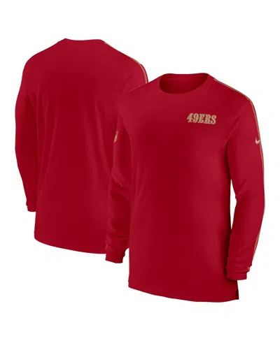 NIKE MEN'S SCARLET SAN FRANCISCO 49ERS SIDELINE COACH UV PERFORMANCE LONG SLEEVE T-SHIRT