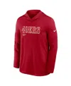 Nike Scarlet San Francisco 49ers Sideline Pure Fury Performance Long Sleeve Hoodie T-shirt In Red