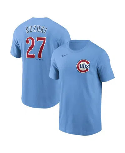 Nike Men's Seiya Suzuki Baby Blue Chicago Cubs Fuse Name Number T-shirt In Light Blue