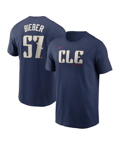 Nike Kids' Big Boys And Girls Shane Bieber Navy Cleveland Guardians 2024 City Connect Name Number T-shirt