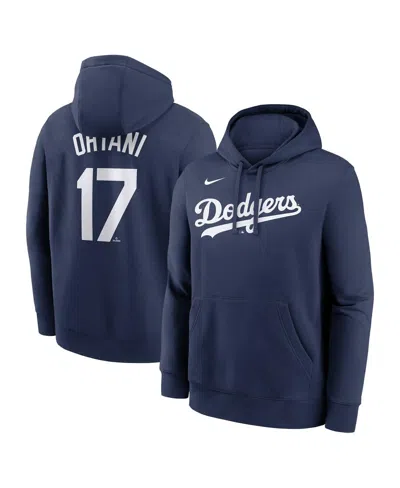 Nike Men's Shohei Ohtani Navy Los Angeles Dodgers Player Name Number Club Fleece Pullover Hoodie In Blue