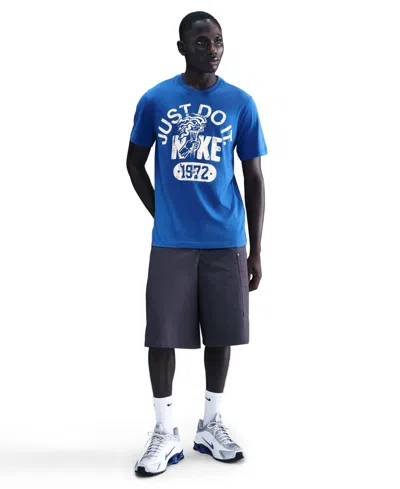 Nike Just Do It Mens Crew Neck Short Sleeve Regular Fit Graphic T-shirt In Blue