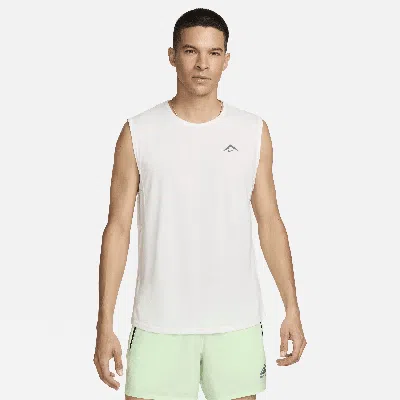 Nike Dri-fit Solar Chase Trail Running Sleeveless T-shirt In White
