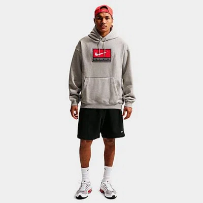 Nike Men's Solo Swoosh Chenille Patch Fleece Pullover Hoodie In Gray