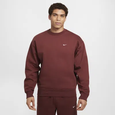 Nike Men's Solo Swoosh Fleece Crew In Brown