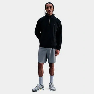 Nike Men's Solo Swoosh Fleece Quarter-zip Top In Black